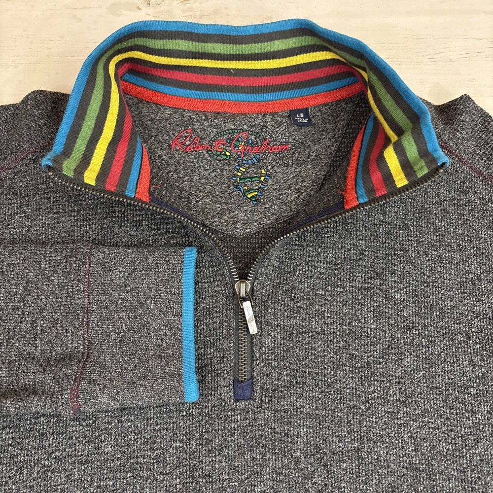 Robert Graham 1/4 Zip Pullover Sweater Mens Large